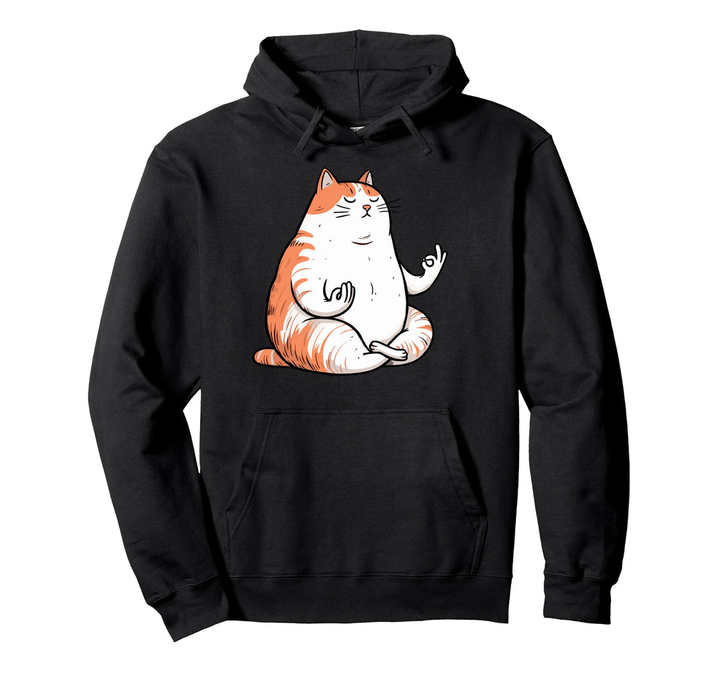 Meditation Cat Yoga Pose Relaxing Hoodie - Novelty Apparel for Adults - T-Shirt, Sweatshirt, Hoodie