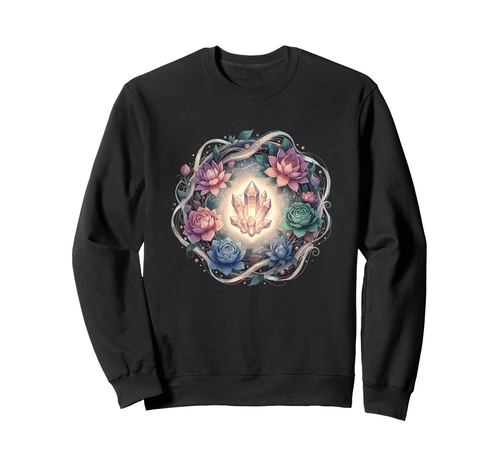 Radiant Healing Crystal Lotus Sweatshirt - Casual Everyday Wear for Adults - T-Shirt, Sweatshirt, Hoodie