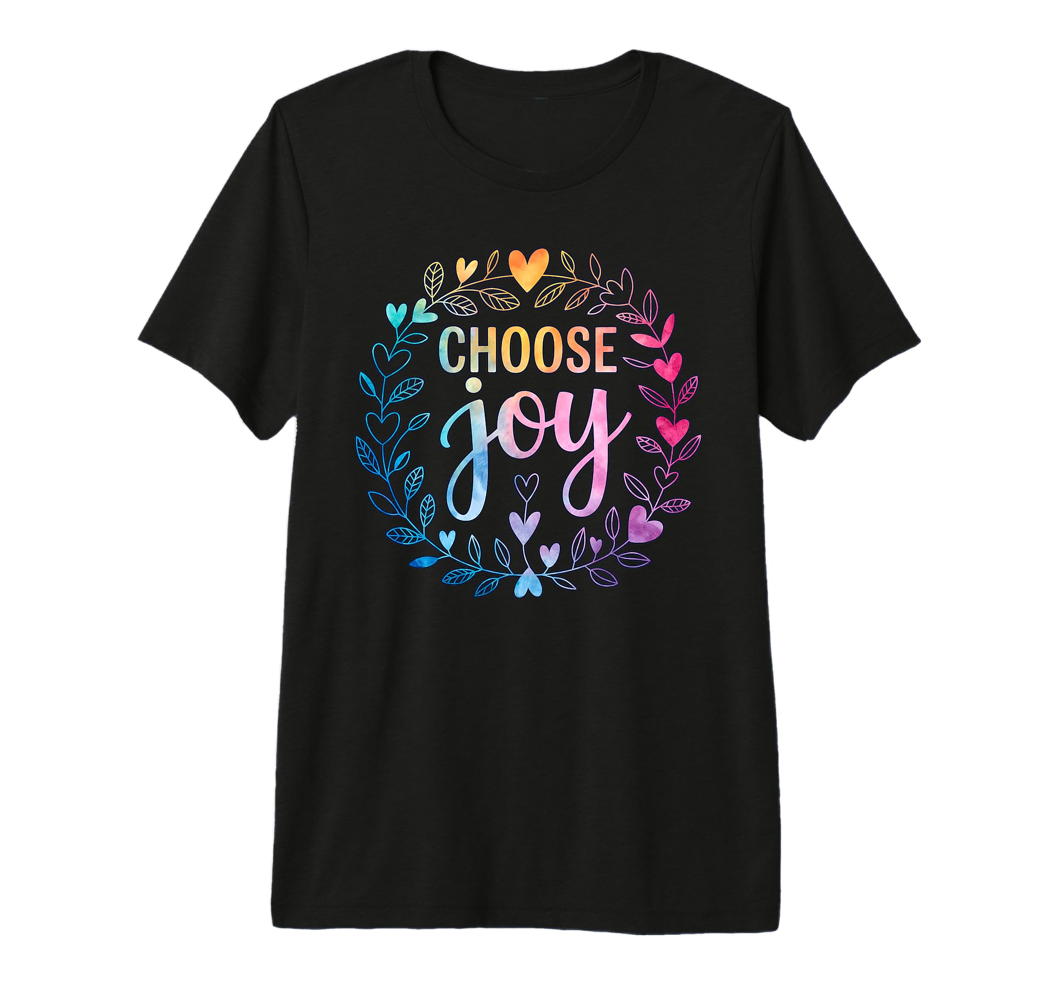 Choose Joy Watercolor Heart Wreath T-Shirt - Streetwear Style for Adults - T-Shirt, Sweatshirt, Hoodie