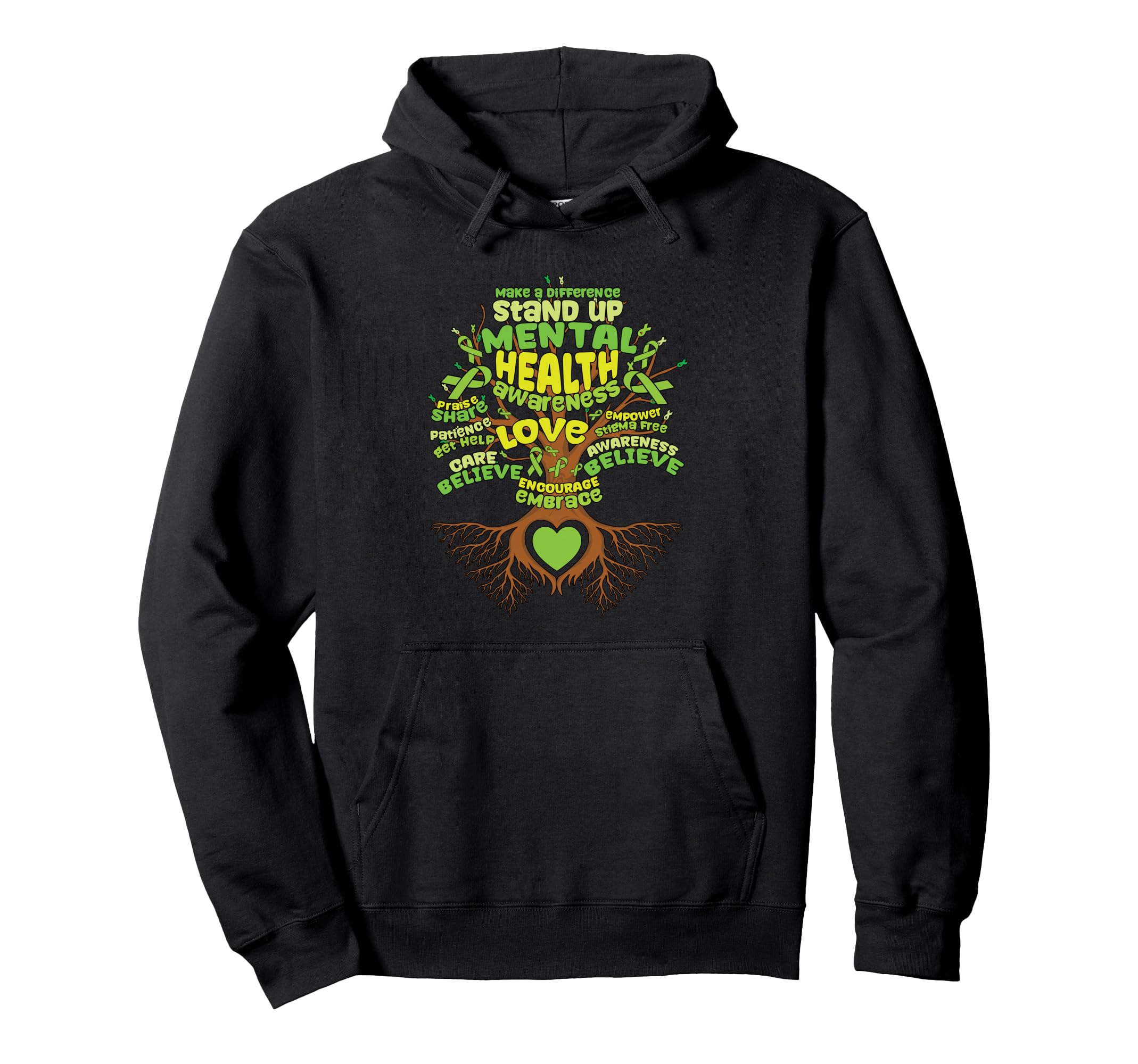 Word Cloud Tree Green May Mental Health Hoodie - Unique Graphic Unisex - T-Shirt, Sweatshirt, Hoodie