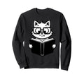Cat Reading Book Nerd Kitty Bookworm Sweatshirt - Trendy Graphic Unisex - T-Shirt, Sweatshirt, Hoodie