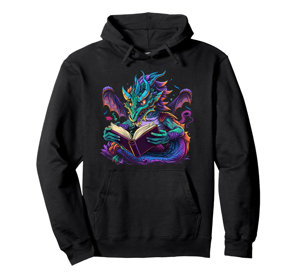 Dragon Reading Book Hoodie - Custom Art Print for Adults - T-Shirt, Sweatshirt, Hoodie