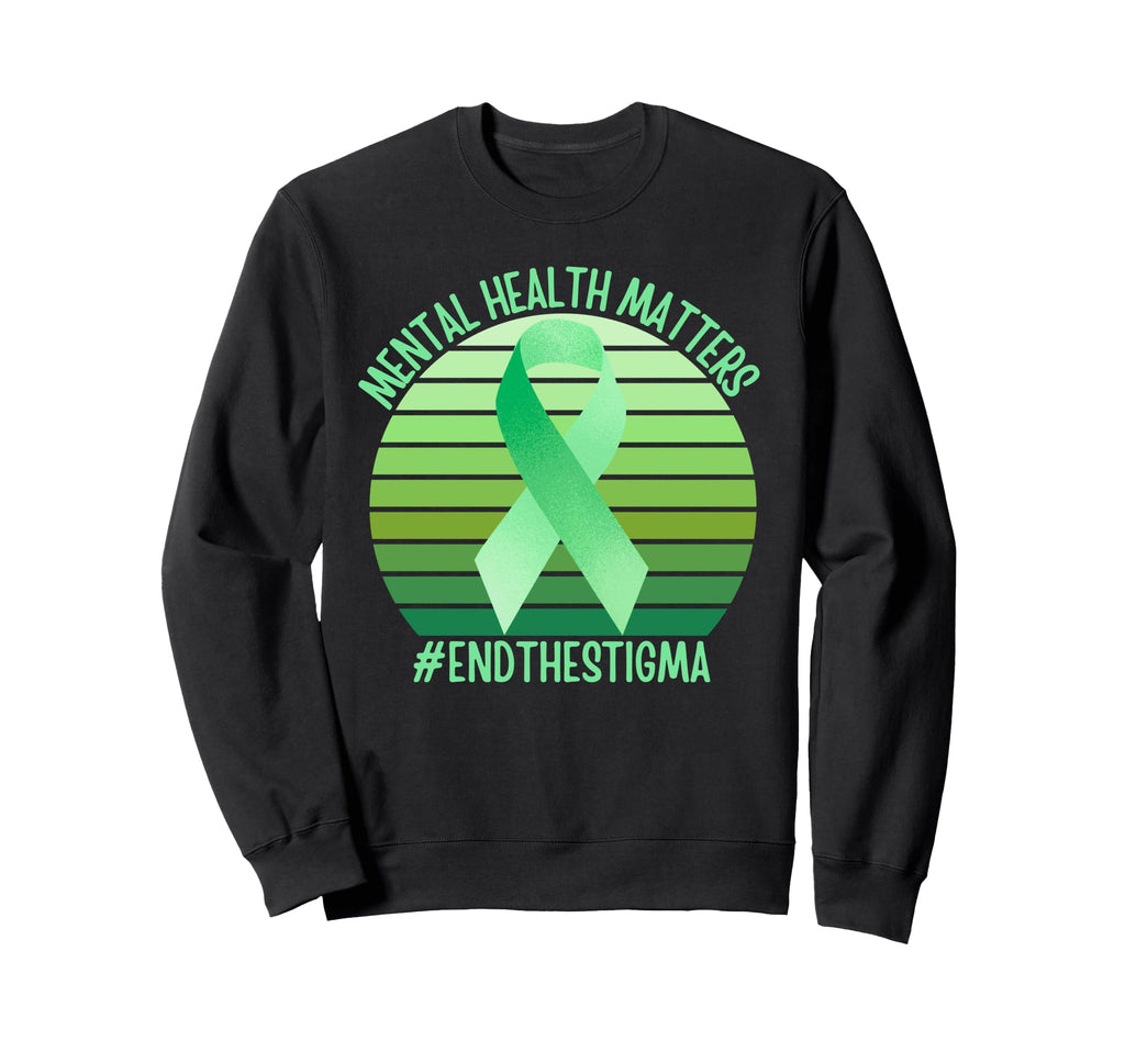 Green Ribbon Mental Health Sweatshirt - Fun Novelty Design for Adults - T-Shirt, Sweatshirt, Hoodie