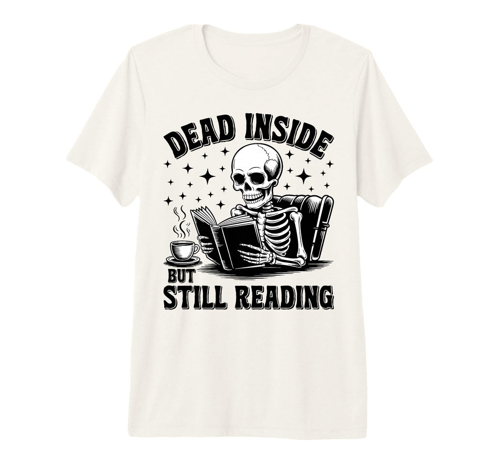 Skeleton Reading Book Coffee Dark T-Shirt - Novelty Apparel Unisex - T-Shirt, Sweatshirt, Hoodie