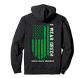 I Wear Green Ribbon American Flag Mental Hoodie - Minimalist Print Unisex - T-Shirt, Sweatshirt, Hoodie