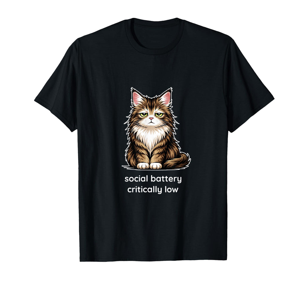 Siberian Cat Social Battery T-Shirt - Fun Novelty Design Men Women - T-Shirt, Sweatshirt, Hoodie