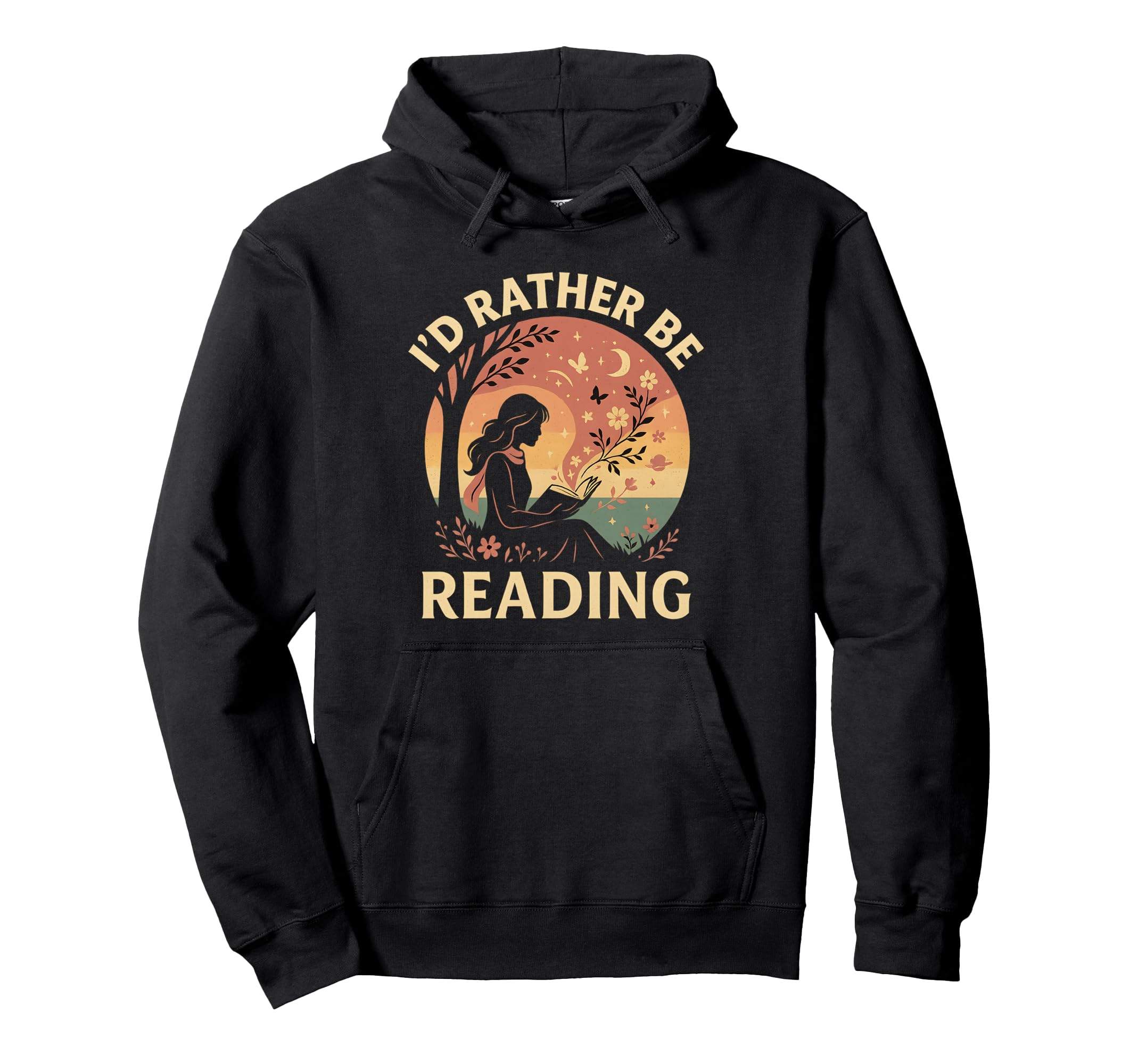 Id Rather Be Reading Book Lover Sunset Hoodie - Novelty Apparel for Adults - T-Shirt, Sweatshirt, Hoodie