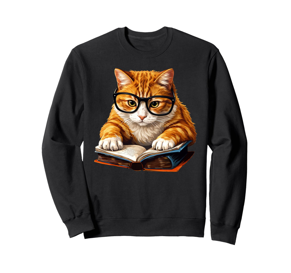 Cat Reading Book Sweatshirt - Trendy Graphic for Adults - T-Shirt, Sweatshirt, Hoodie