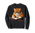 Cat Reading Book Sweatshirt - Trendy Graphic for Adults - T-Shirt, Sweatshirt, Hoodie