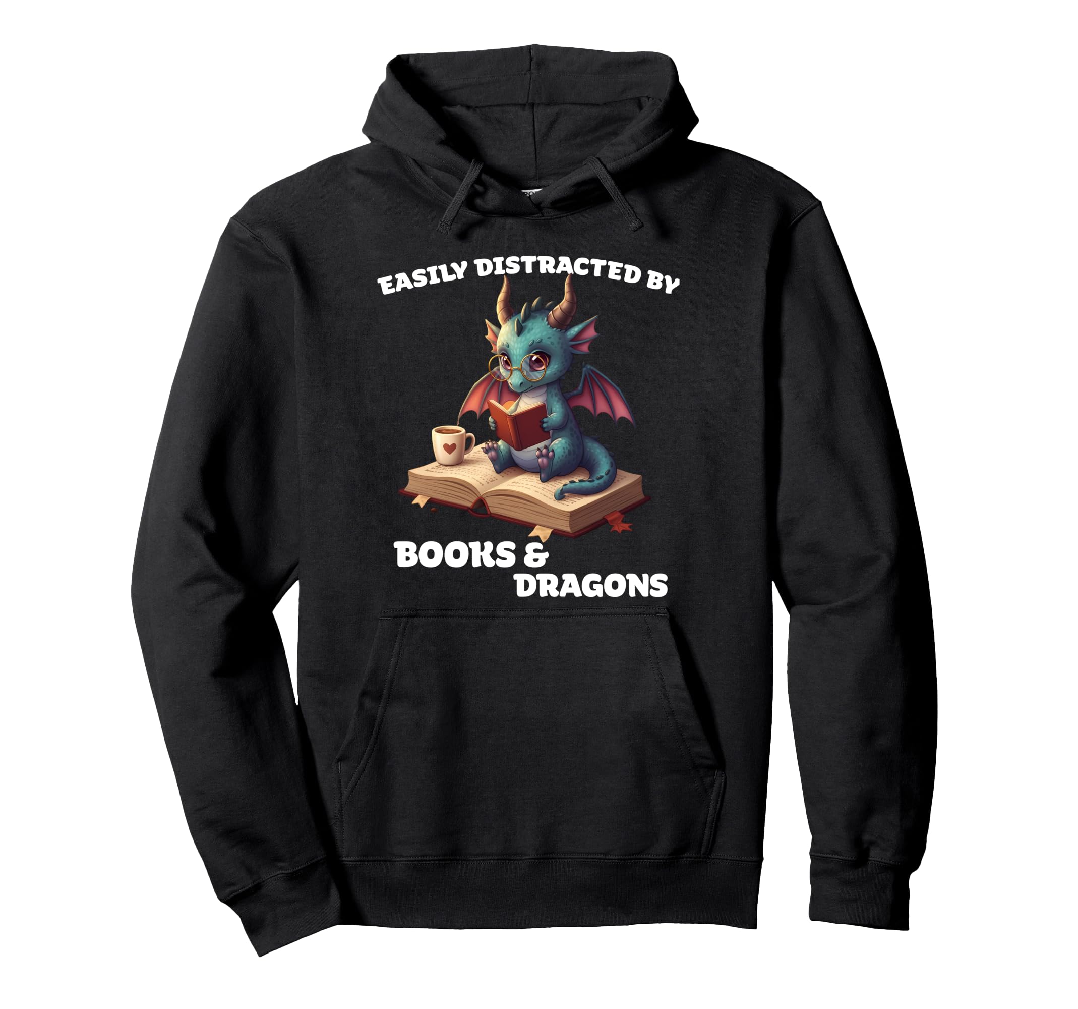 Easily Distracted Books Dragons Funny Hoodie - Minimalist Print Unisex - T-Shirt, Sweatshirt, Hoodie