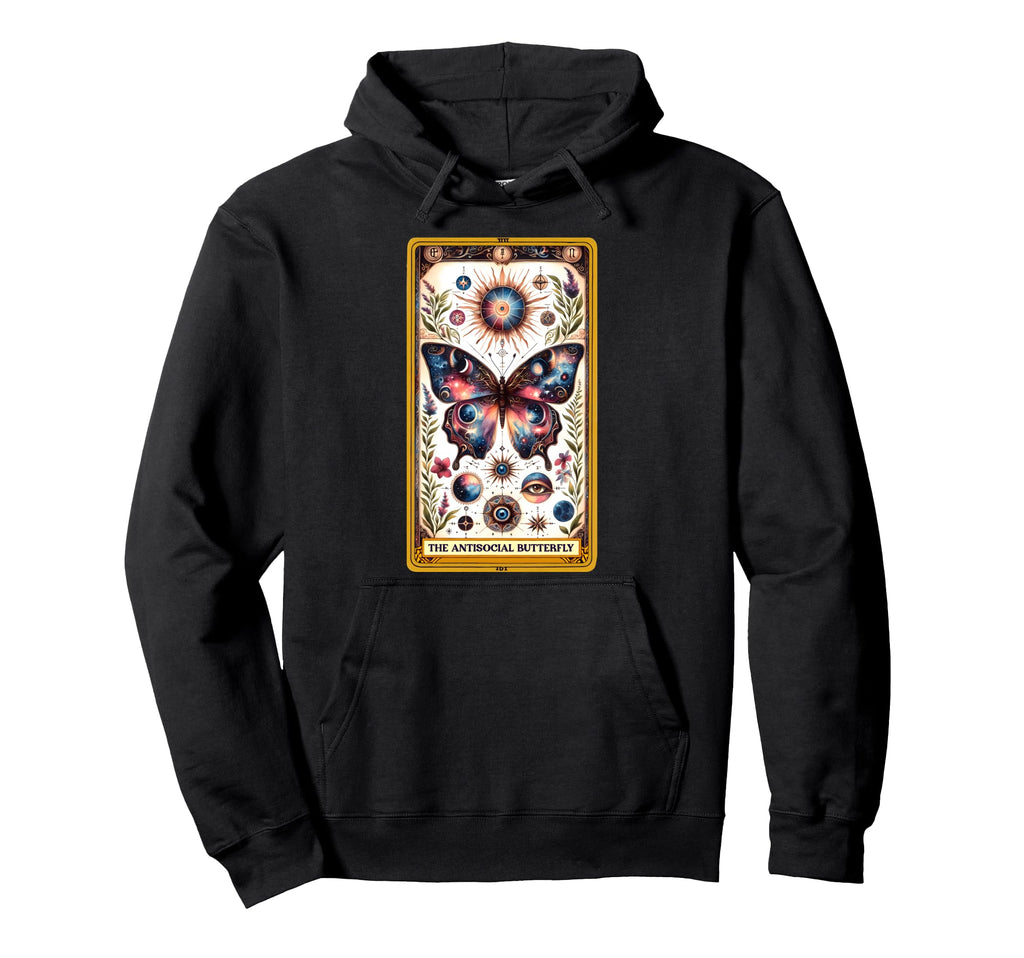 Antisocial Butterfly Tarot Card Hoodie - Fun Novelty Design Men Women - T-Shirt, Sweatshirt, Hoodie