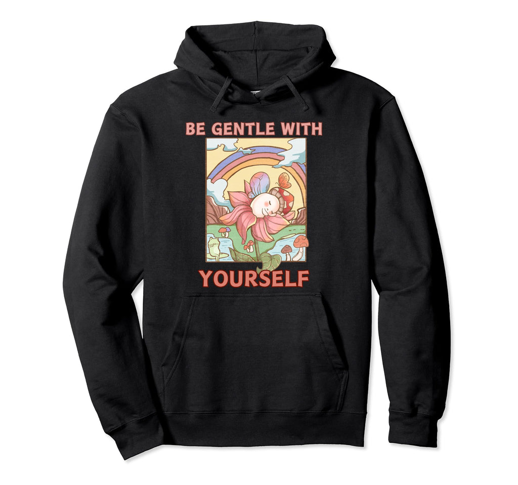 Rainbow Mushroom And Frog Be Gentle Hoodie - Unique Graphic Men Women - T-Shirt, Sweatshirt, Hoodie