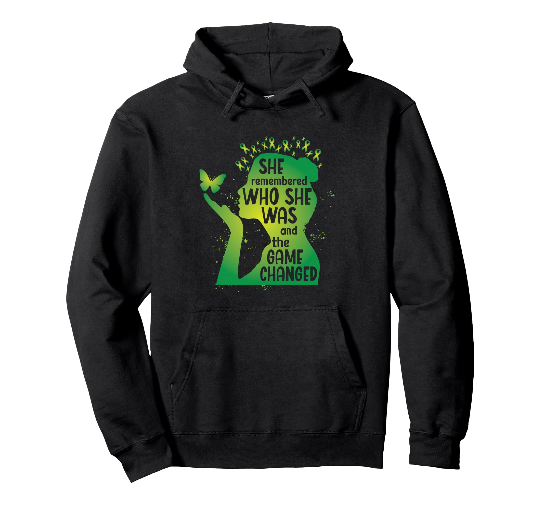Green Awareness Ribbon Butterfly Mental Hoodie - Graphic Print Unisex - T-Shirt, Sweatshirt, Hoodie
