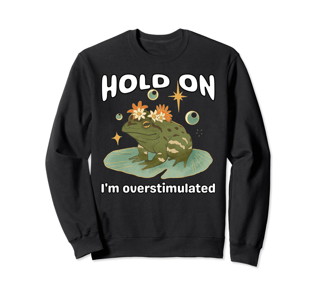 Funny Hold Im Overstimulated Sweatshirt - Casual Everyday Wear Men Women - T-Shirt, Sweatshirt, Hoodie