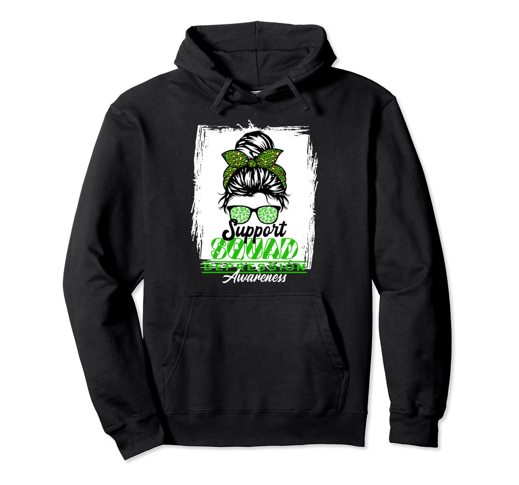 Messy Bun Support Awareness Squad I Hoodie - Minimalist Print Men Women - T-Shirt, Sweatshirt, Hoodie