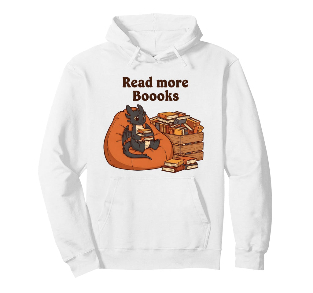 Read More Boooks Dragon Reading Library Hoodie - Minimalist Print Unisex - T-Shirt, Sweatshirt, Hoodie