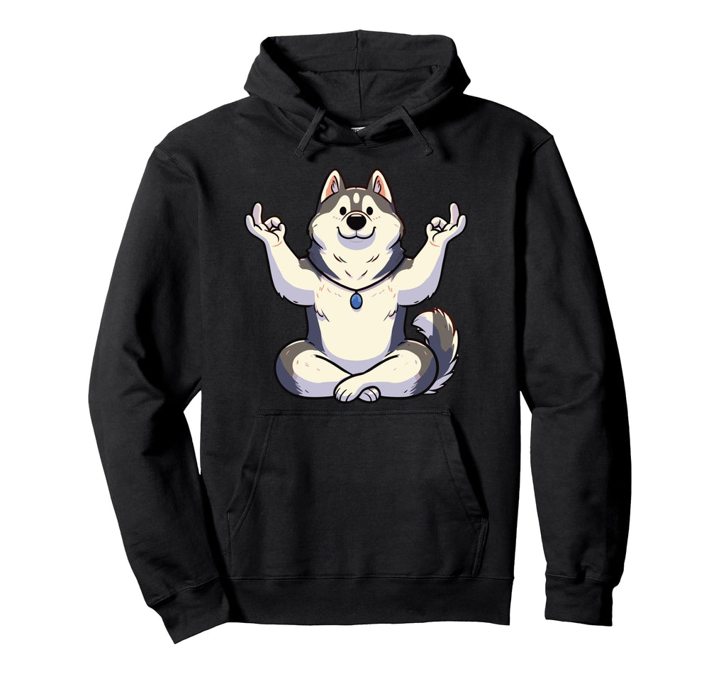Meditation Huskey Yoga Pose Relaxing Hoodie - Trendy Graphic Men Women - T-Shirt, Sweatshirt, Hoodie