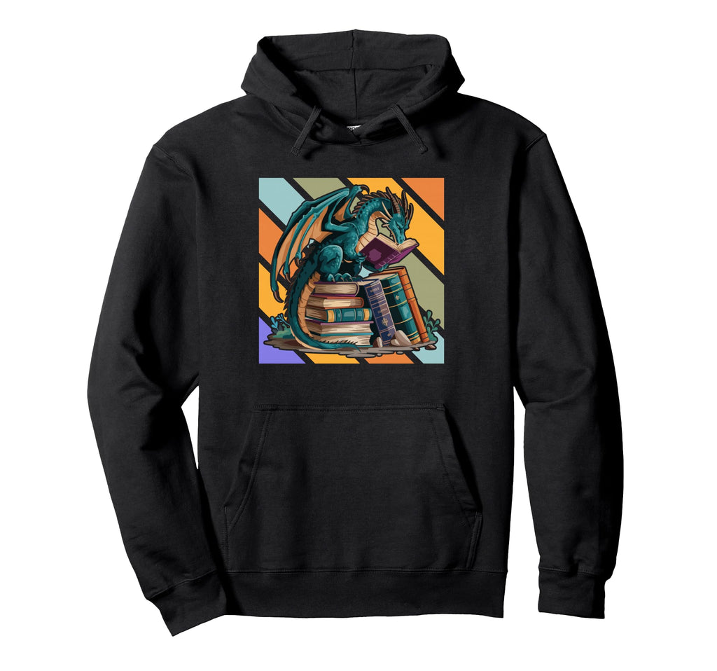 Dragon Books Dragon Reading Hoodie - Streetwear Style for Adults - T-Shirt, Sweatshirt, Hoodie