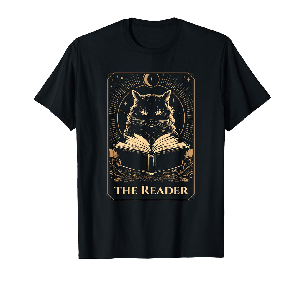 Black Cat Tarot Reader Occult Witchy T-Shirt - Novelty Apparel for Adults - T-Shirt, Sweatshirt, Hoodie