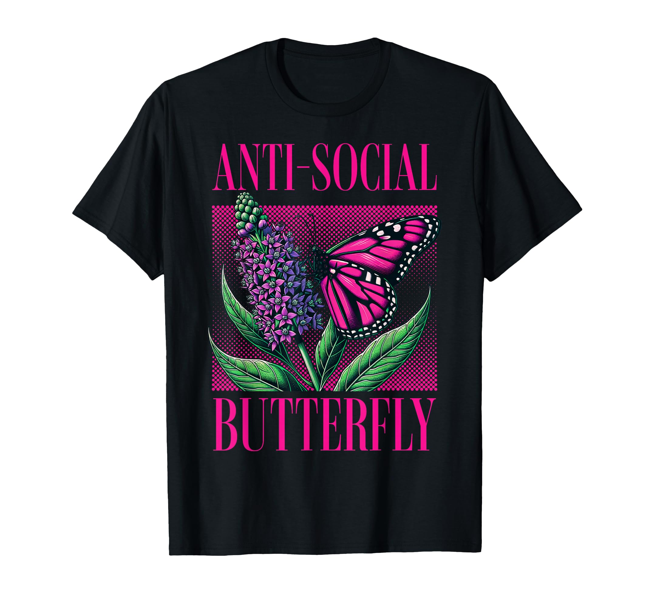 Anti Social Butterfly Funny Awkward T-Shirt - Custom Art Print Unisex - T-Shirt, Sweatshirt, Hoodie