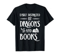 Easily Distracted Dragons And Books T-Shirt - Unique Graphic Unisex - T-Shirt, Sweatshirt, Hoodie