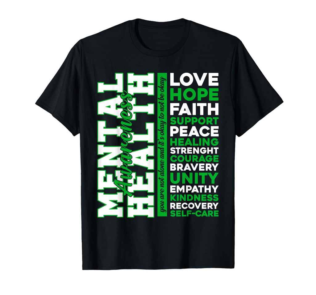 Positive Green Words Mental Health T-Shirt - Minimalist Print for Adults - T-Shirt, Sweatshirt, Hoodie