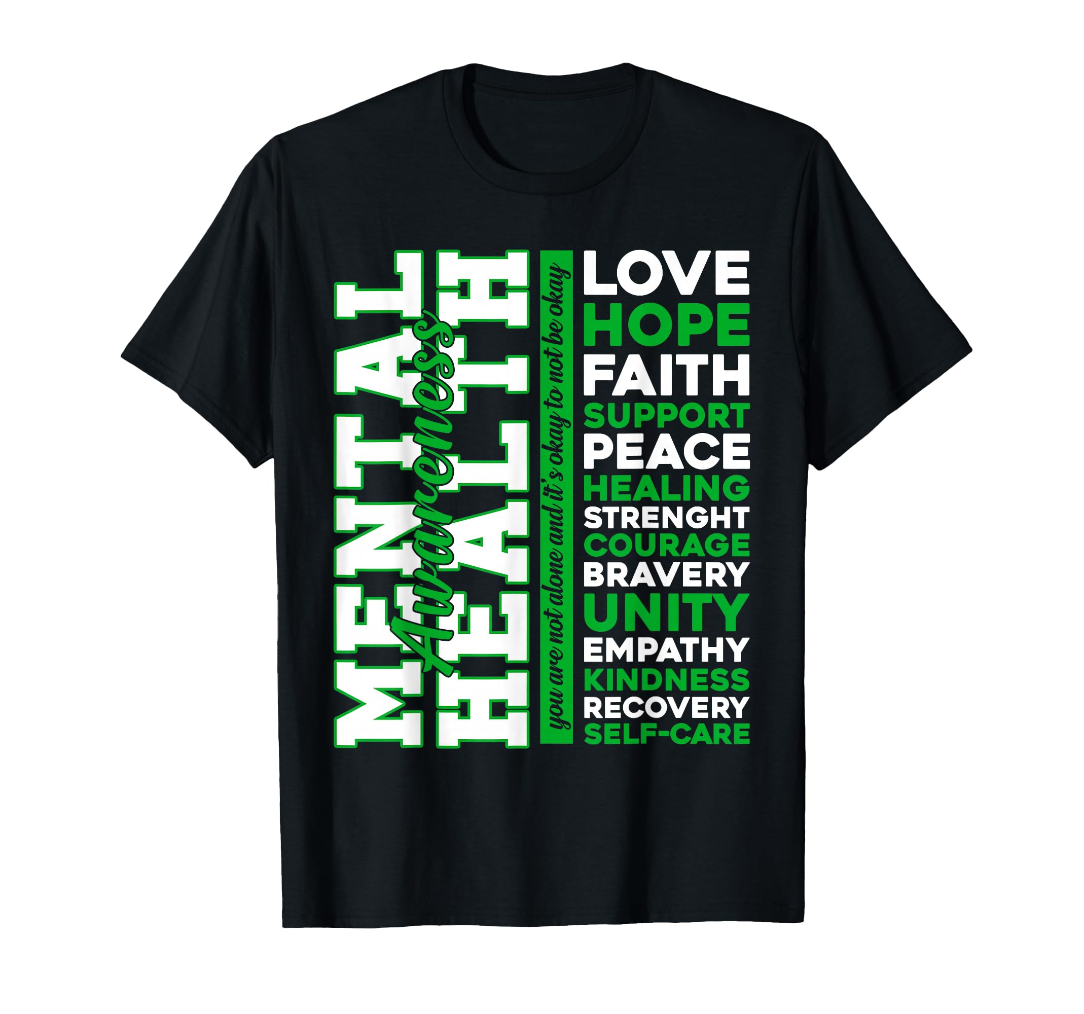 Positive Green Words Mental Health T-Shirt - Minimalist Print for Adults - T-Shirt, Sweatshirt, Hoodie