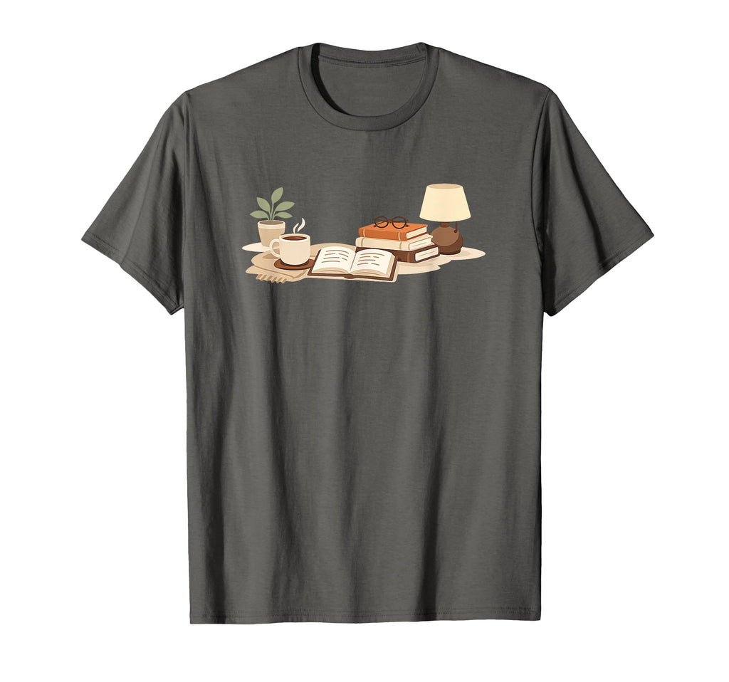 Cozy Reading Scene Minimalist Art T-Shirt - Unique Graphic for Adults - T-Shirt, Sweatshirt, Hoodie