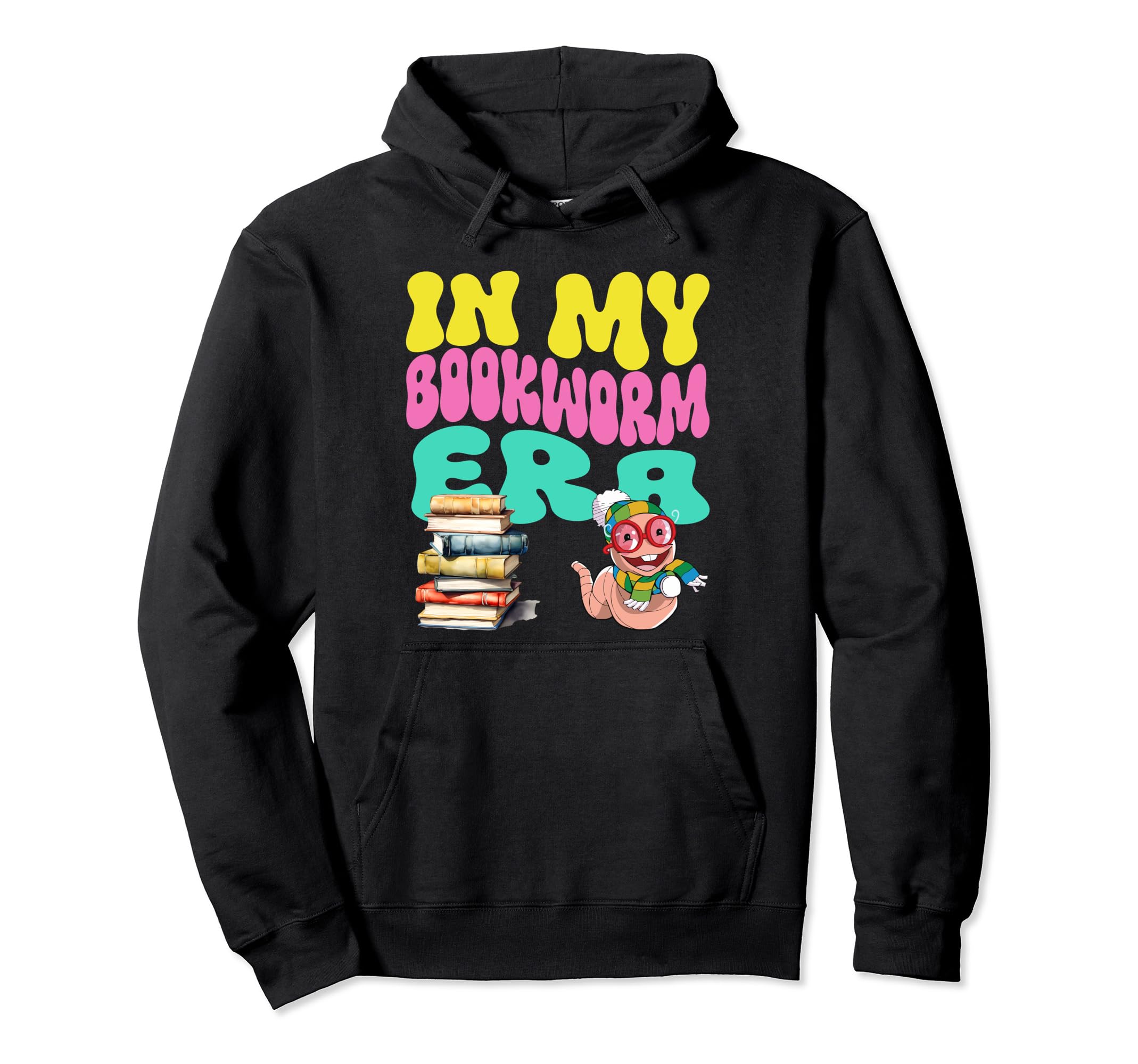 Bookworm Era Groovy Bibliophile Hoodie - Unique Graphic Unisex - T-Shirt, Sweatshirt, Hoodie