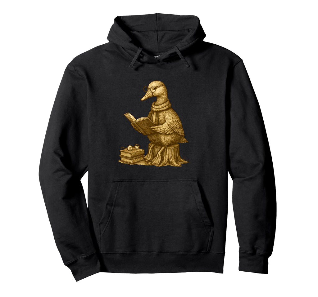 Scholar Duck Reading Books Bookish Hoodie - Minimalist Print for Adults - T-Shirt, Sweatshirt, Hoodie