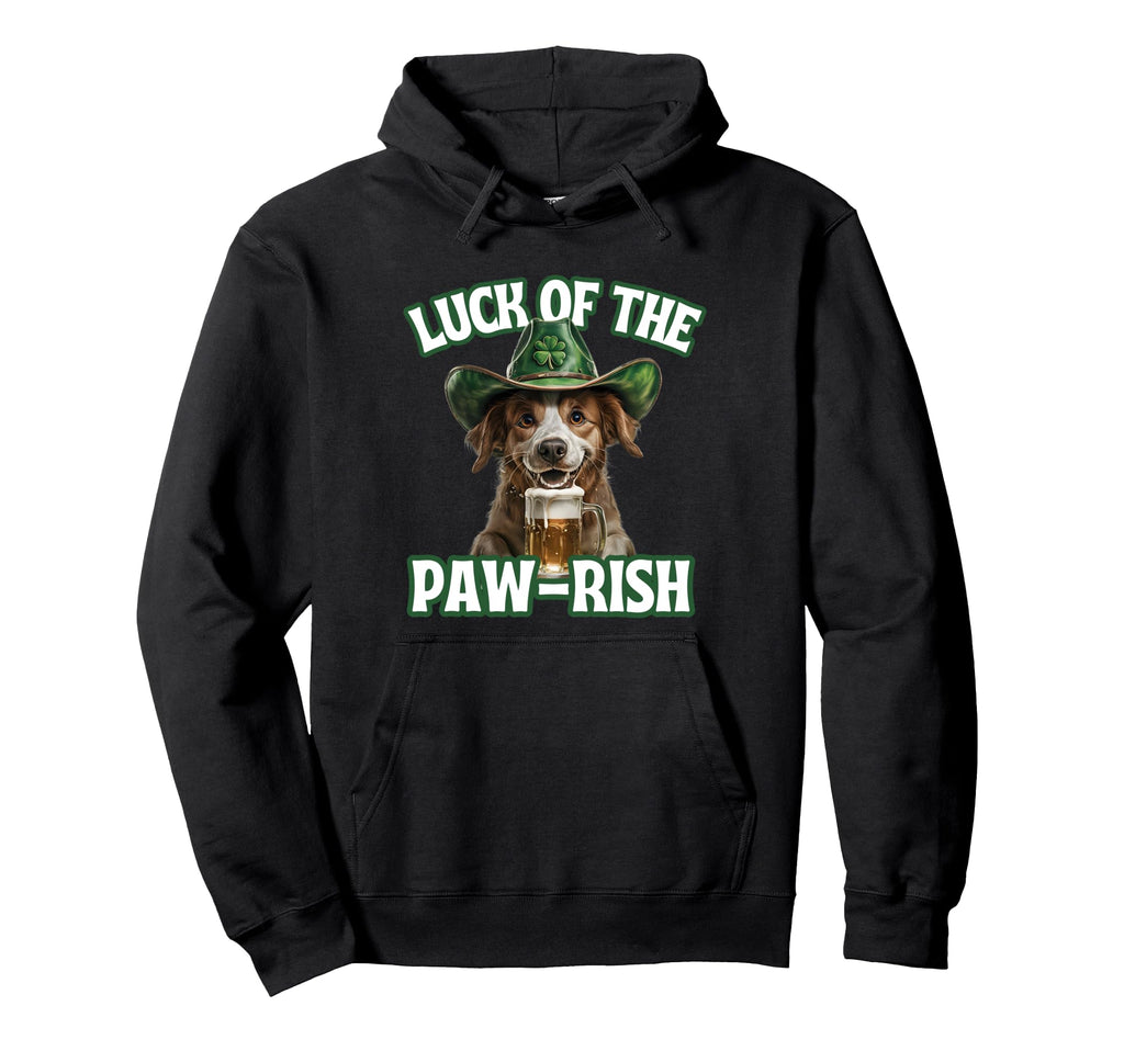 Luck Paw Rish St Patricks Day Dog Beer Hoodie - Unique Graphic Unisex - T-Shirt, Sweatshirt, Hoodie