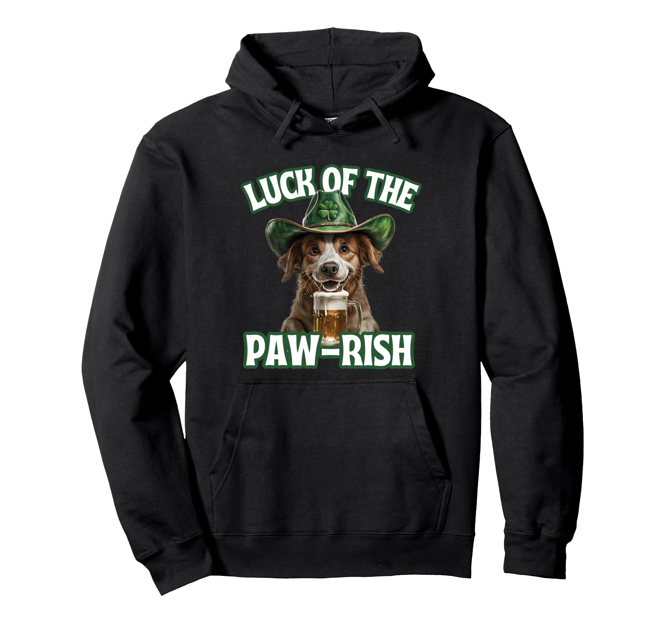 Luck Paw Rish St Patricks Day Dog Beer Hoodie - Unique Graphic Unisex - T-Shirt, Sweatshirt, Hoodie