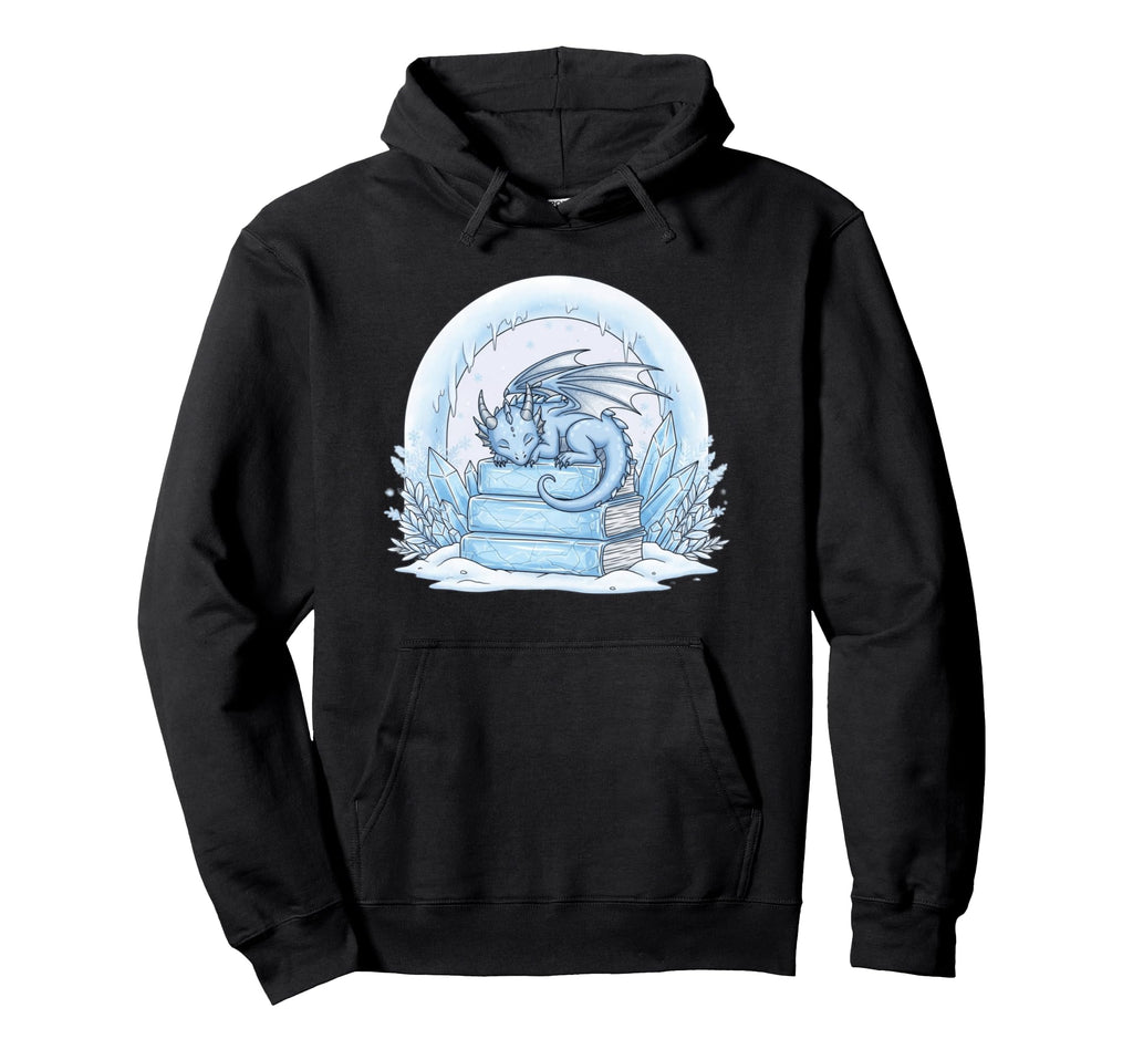 Dragon Sleeping Books Fantasy Snowy Hoodie - Fun Novelty Design Men Women - T-Shirt, Sweatshirt, Hoodie
