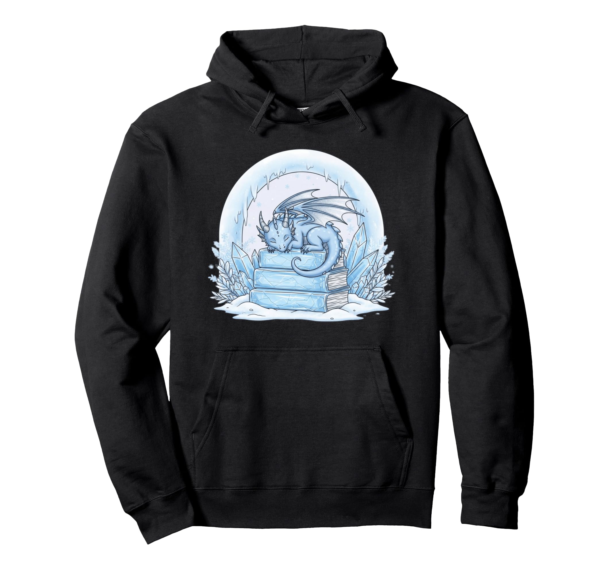 Dragon Sleeping Books Fantasy Snowy Hoodie - Fun Novelty Design Men Women - T-Shirt, Sweatshirt, Hoodie