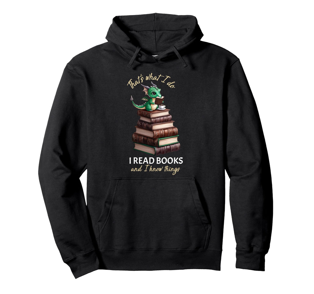 Librarian Bibliophile Dragon Coffee I Hoodie - Minimalist Print Unisex - T-Shirt, Sweatshirt, Hoodie