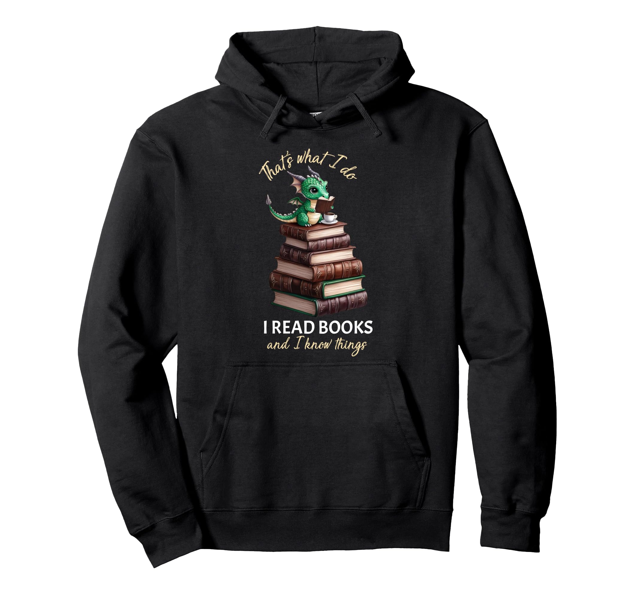 Librarian Bibliophile Dragon Coffee I Hoodie - Minimalist Print Unisex - T-Shirt, Sweatshirt, Hoodie