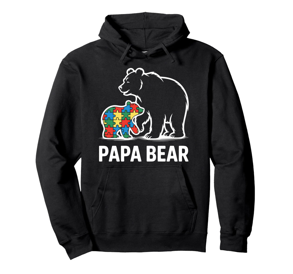 Autism Dad Papa Bear Autistic Child Hoodie - Fun Novelty Design Unisex - T-Shirt, Sweatshirt, Hoodie