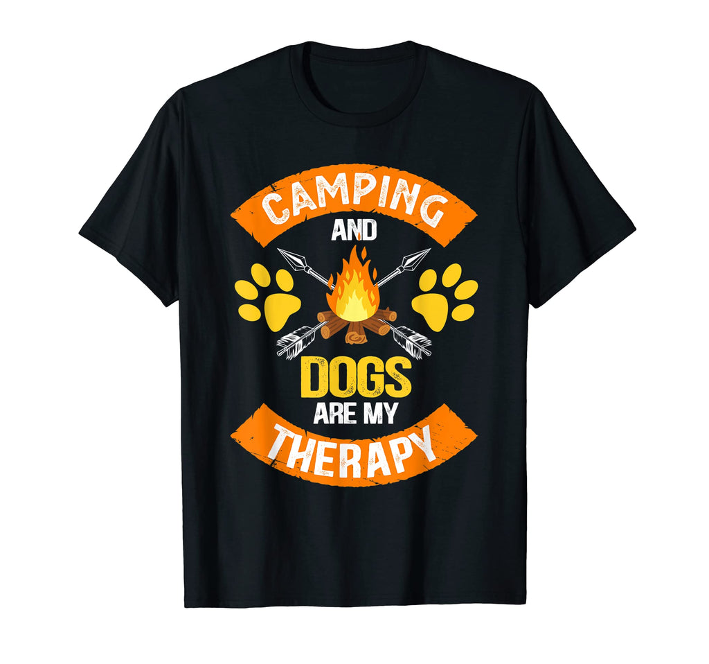 Camping And Dogs Are My Therapy T-Shirt - Aesthetic Graphic Unisex - T-Shirt, Sweatshirt, Hoodie