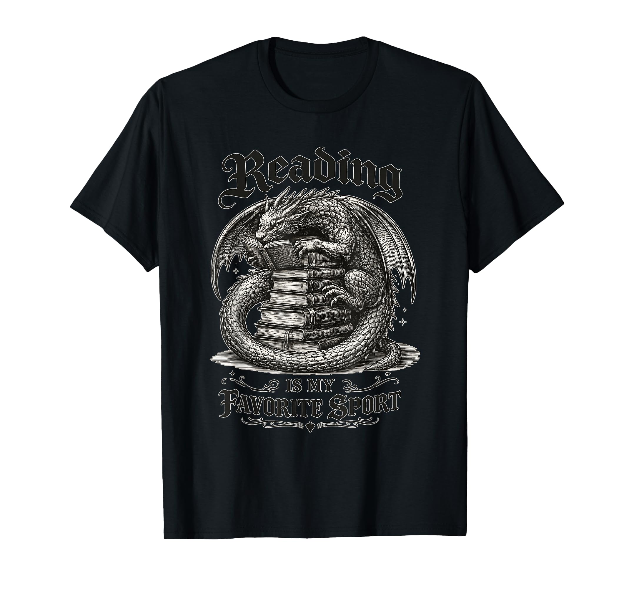 Reading Is My Favorite Sport Dragon T-Shirt - Streetwear Style for Adults - T-Shirt, Sweatshirt, Hoodie