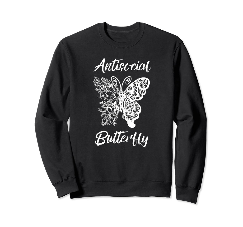 Funny Antisocial Butterfly Introvert Sweatshirt - Minimalist Print Unisex - T-Shirt, Sweatshirt, Hoodie