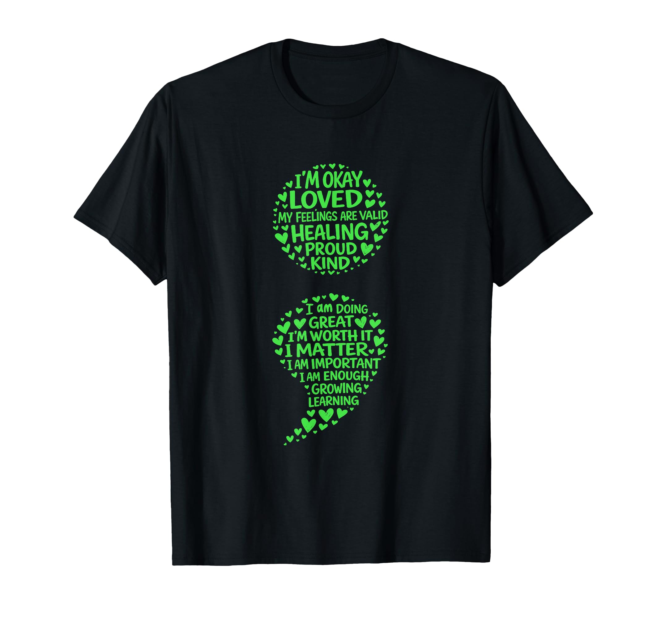 Mental Health Semicolon Depression T-Shirt - Aesthetic Graphic Men Women - T-Shirt, Sweatshirt, Hoodie