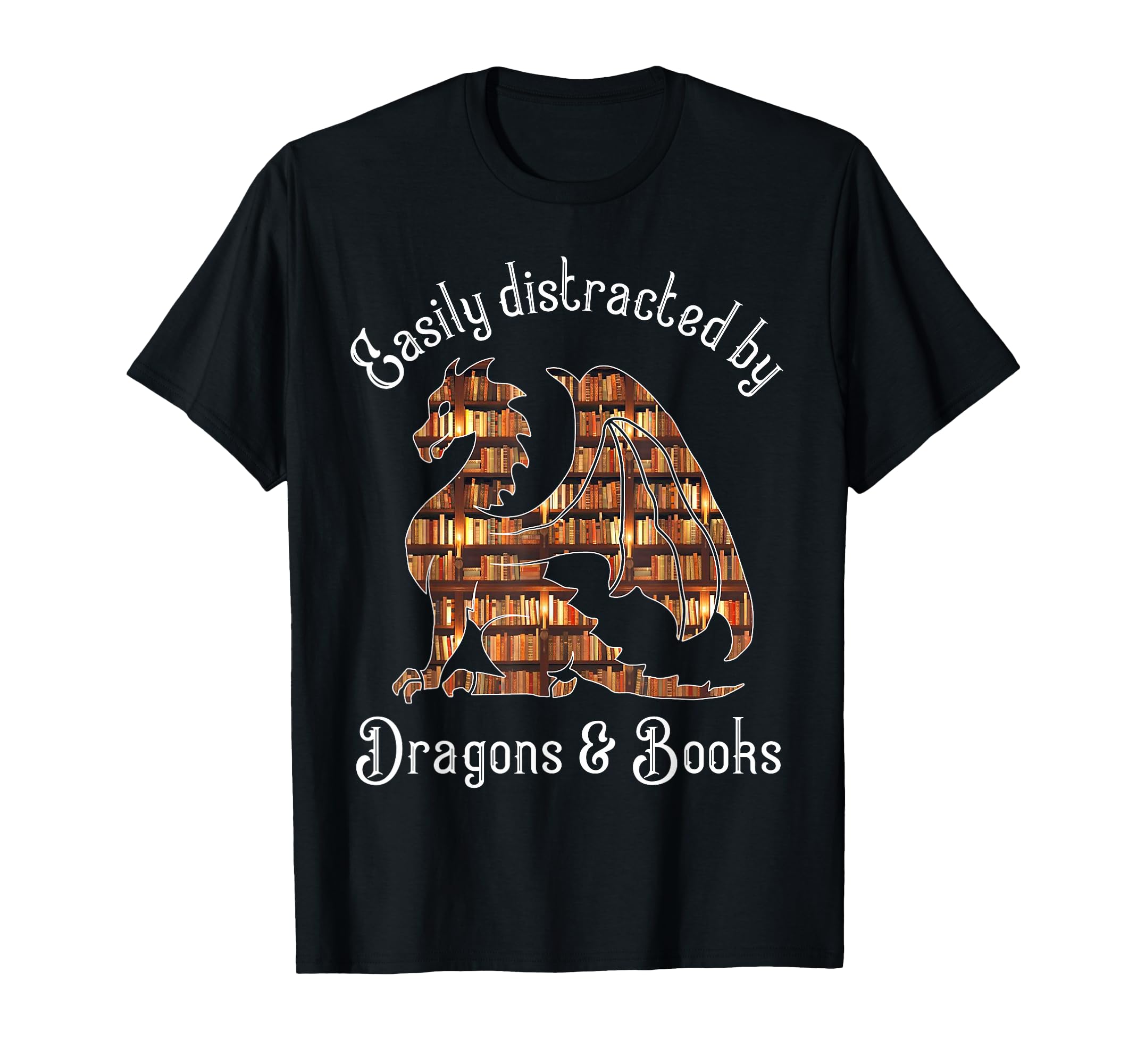 Easily Distracted Dragons And Books T-Shirt - Fun Novelty Design Unisex - T-Shirt, Sweatshirt, Hoodie
