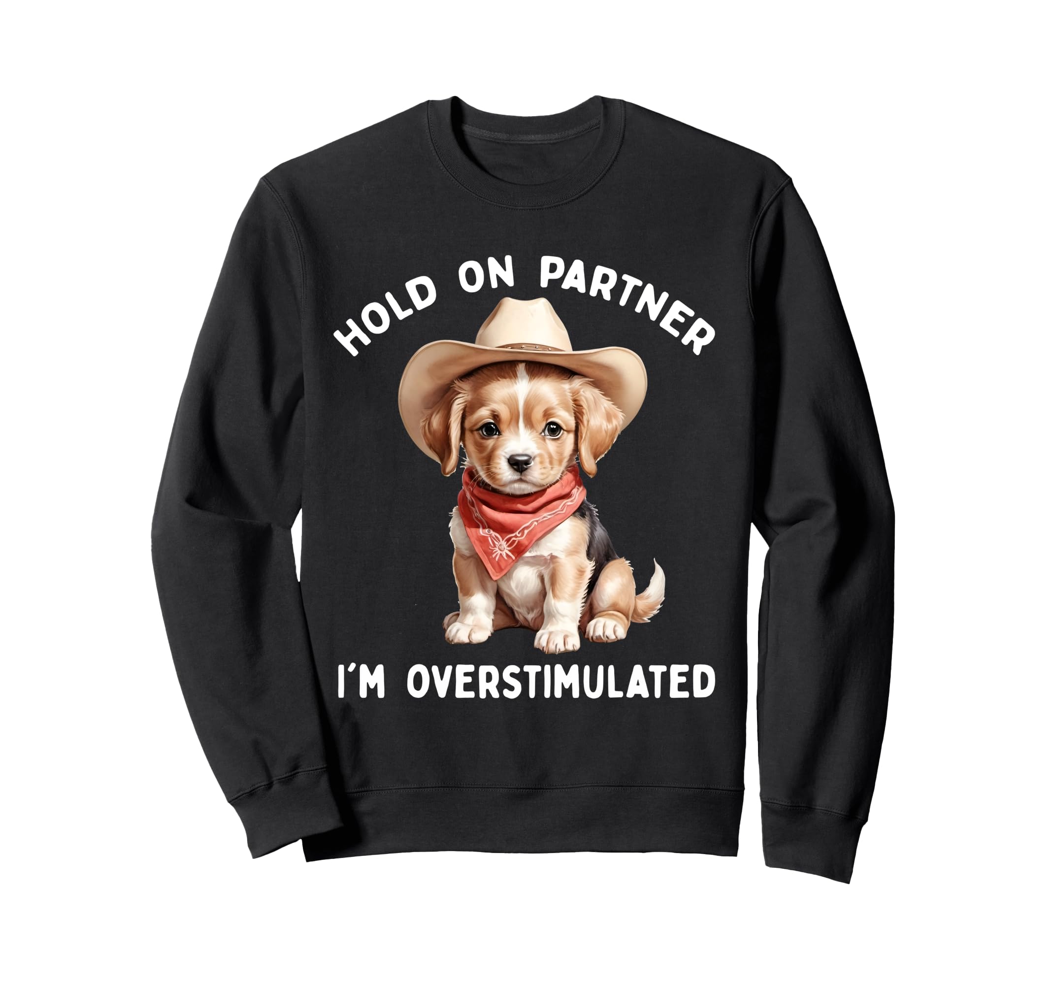 Hold Partner Im Overstimulated Dog Sweatshirt - Streetwear Style Unisex - T-Shirt, Sweatshirt, Hoodie