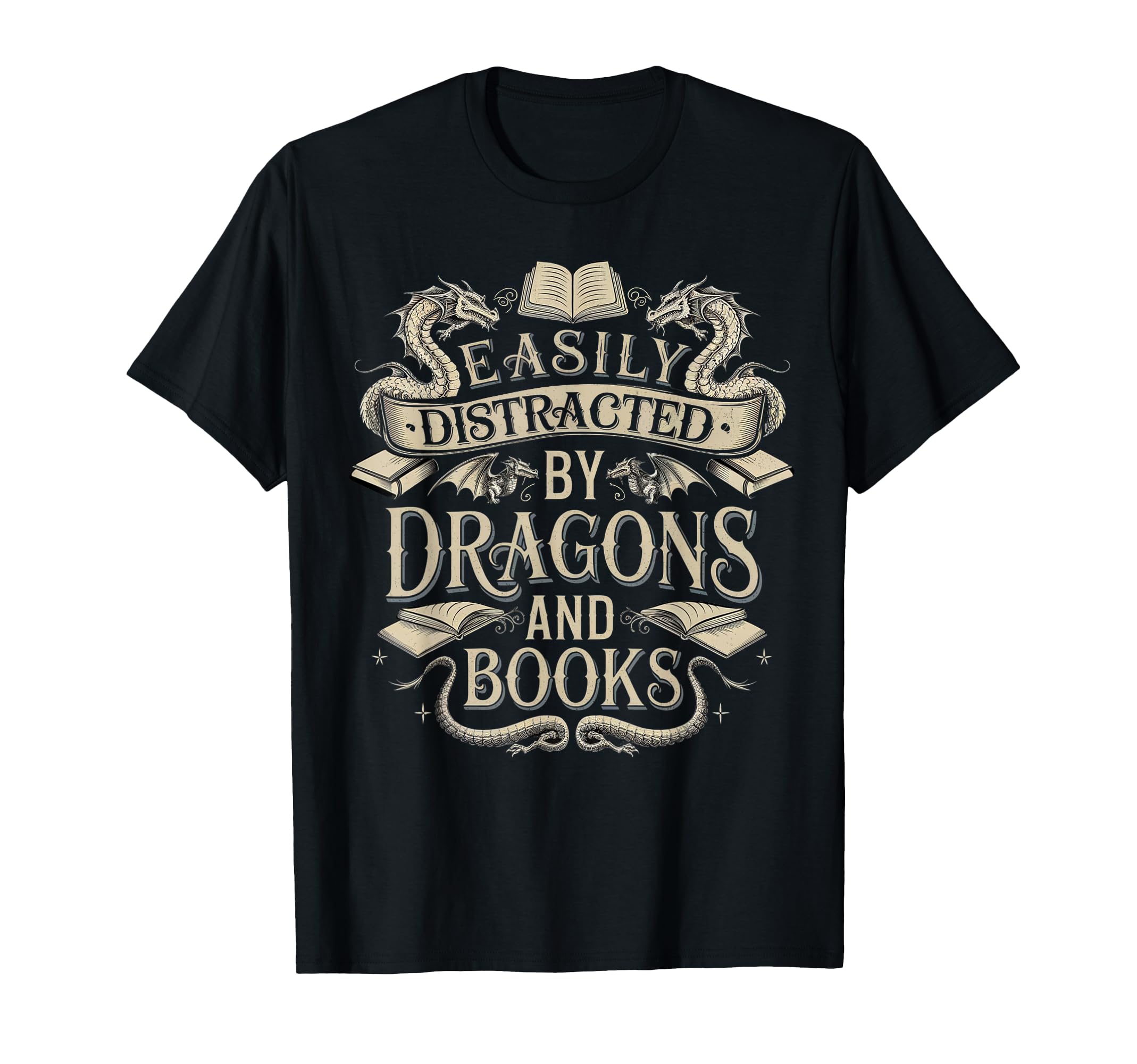 Easily Distracted Dragons And Books T-Shirt - Streetwear Style for Adults - T-Shirt, Sweatshirt, Hoodie