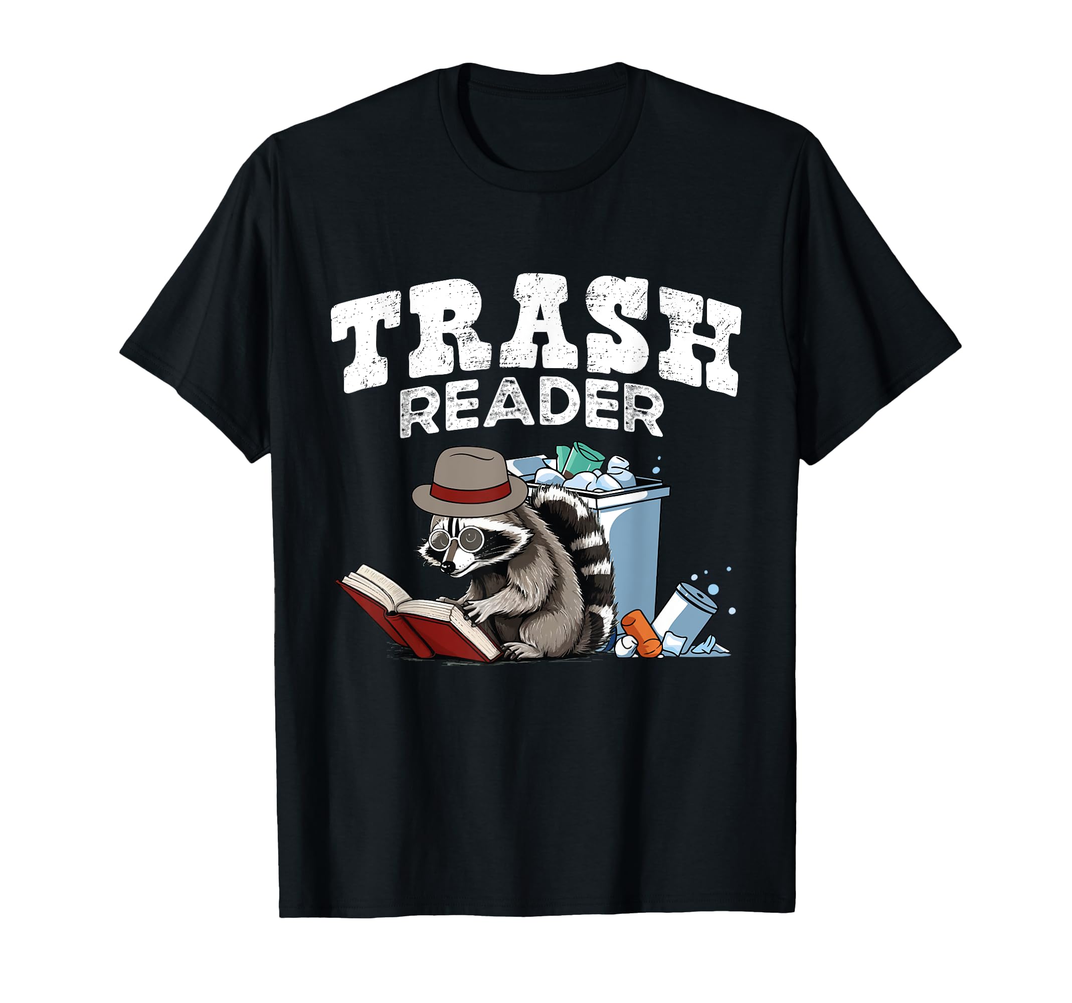 Trash Reader Bookish Raccoon Funny Book T-Shirt - Minimalist Print Unisex - T-Shirt, Sweatshirt, Hoodie