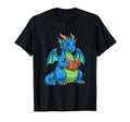 Blue Dragon Reading Book T-Shirt - Custom Art Print for Adults - T-Shirt, Sweatshirt, Hoodie