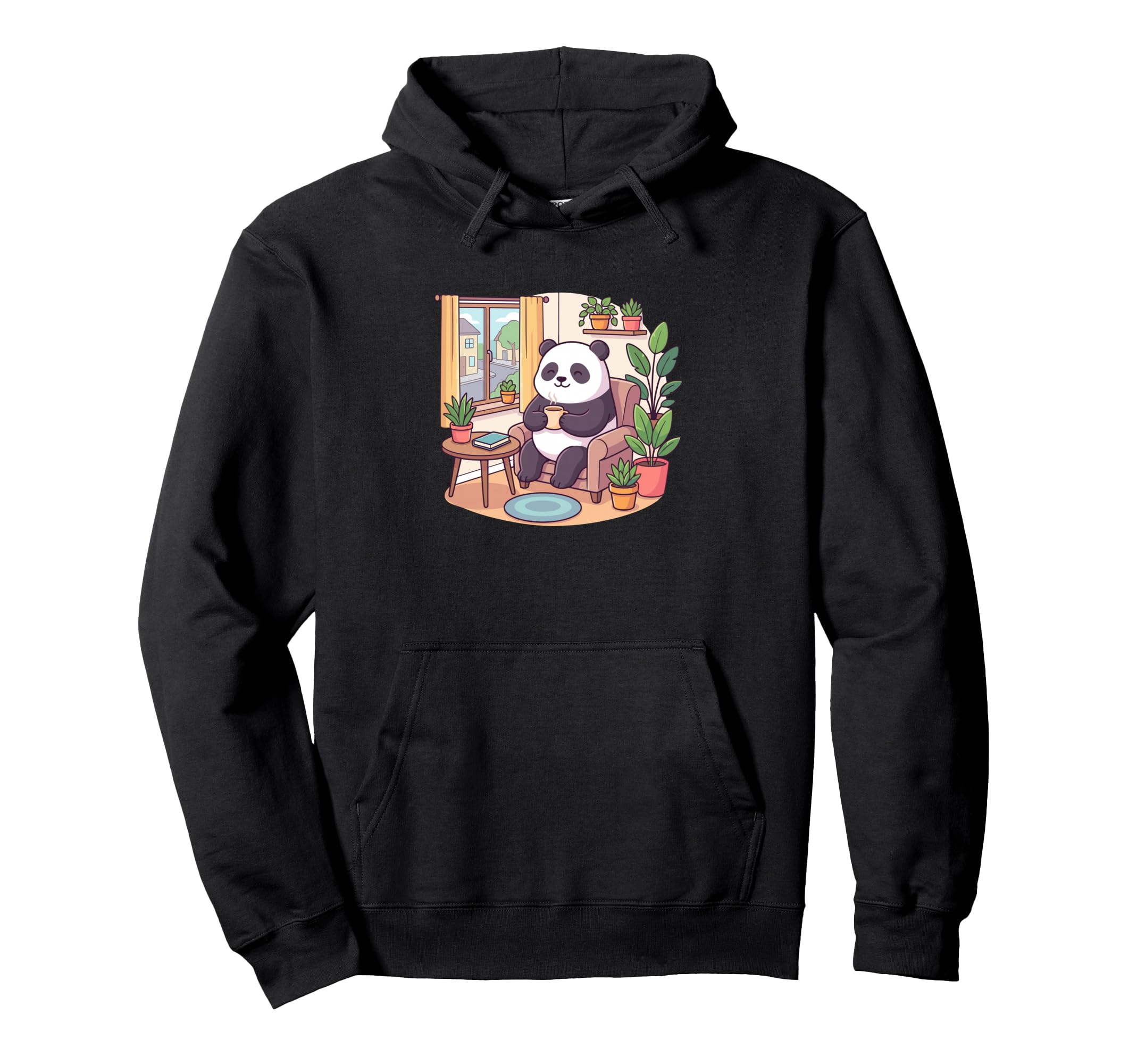Relaxing Panda Tea Cozy Reading Nook Hoodie - Graphic Print Men Women - T-Shirt, Sweatshirt, Hoodie