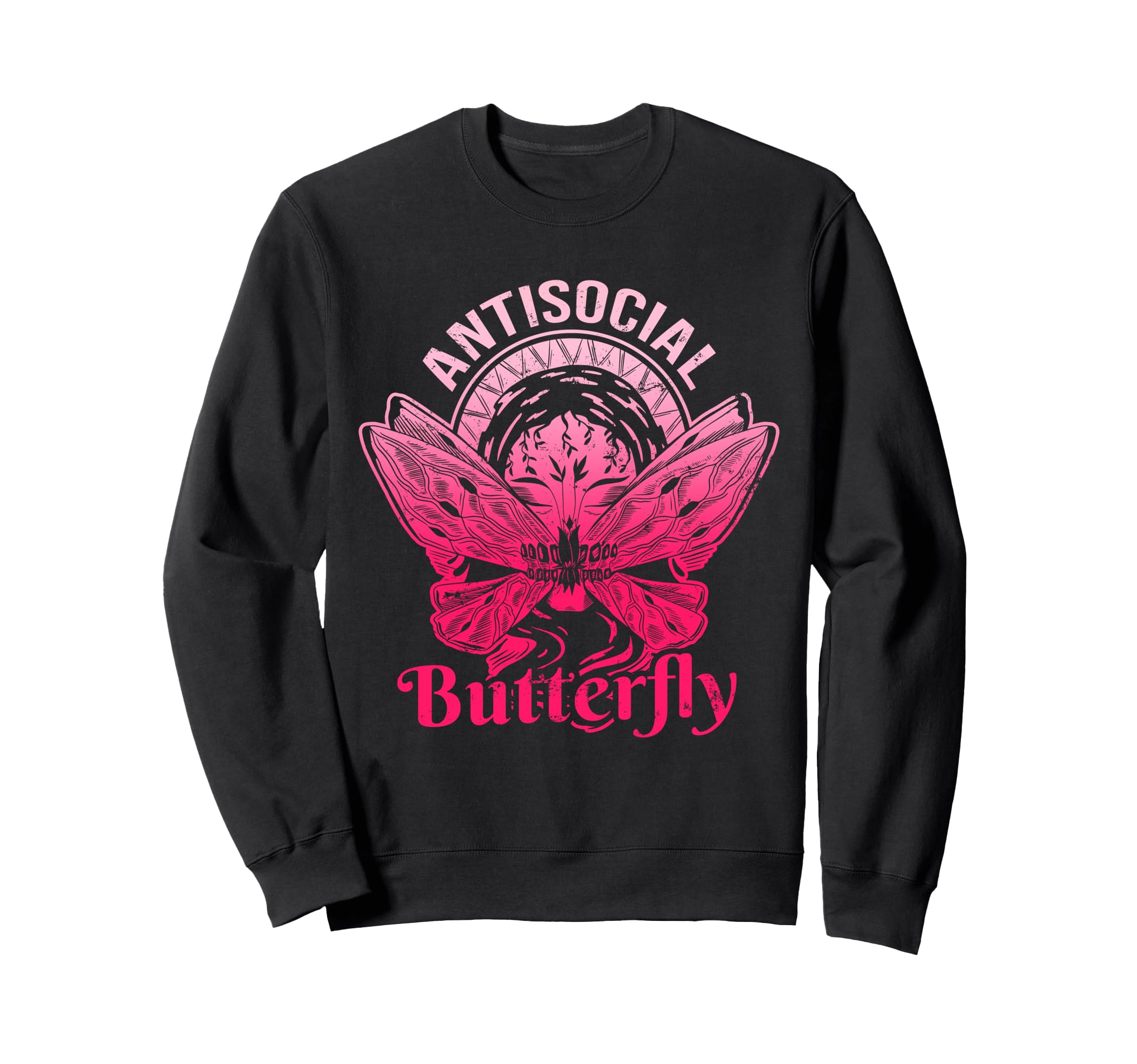 Antisocial Butterfly Moth Gothic Dark Sweatshirt - Novelty Apparel Unisex - T-Shirt, Sweatshirt, Hoodie