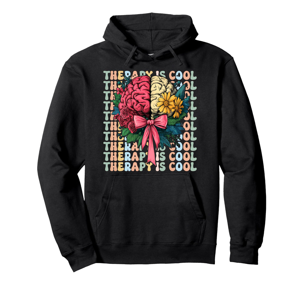 Therapy Is Mental Health Therapist Hoodie - Minimalist Print for Adults - T-Shirt, Sweatshirt, Hoodie