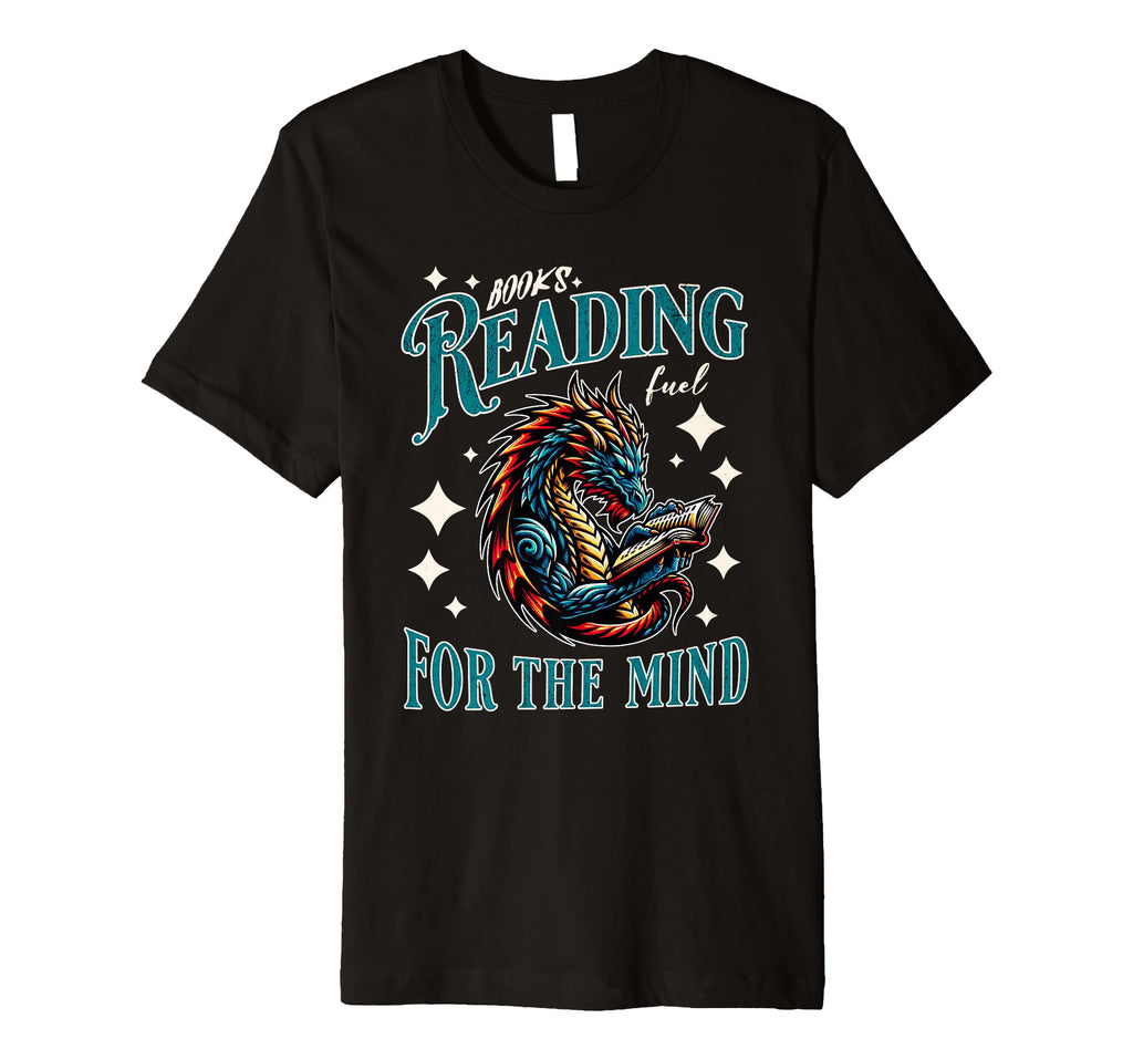 Dragon Reading Bookworm Book T-Shirt - Casual Everyday Wear Men Women - T-Shirt, Sweatshirt, Hoodie